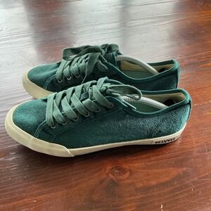 SeaVees Forest Green Velvet Low-Top Sneakers